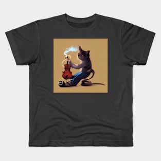 Cool Kitty Cat Plays Violin Kids T-Shirt